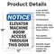 Signmission Elevator Machine Room Access OSHA Notice Sign, Aluminum, 12in W x 18in L, 2PK OS-2PACK-NS-A-1218-V-15574 - alternate 2